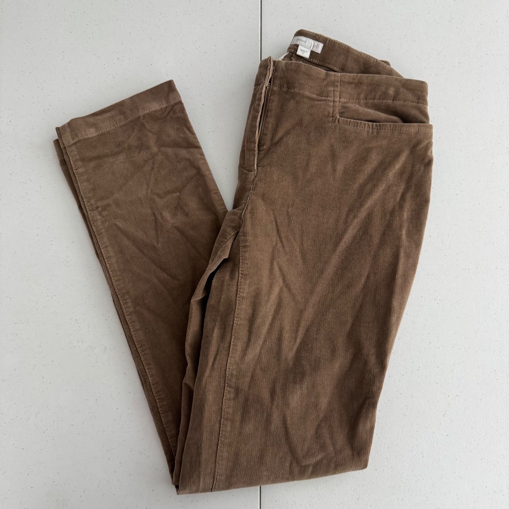Dark Academia Brown Corduroy Pants Women 2 J. Jill Straight Leg Stretch Cotton